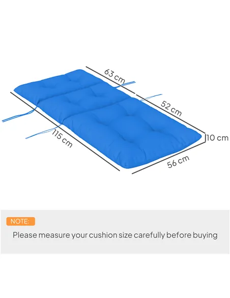 Outsunny 115 x 56cm Rocking Chair Padded Seat Cushion - Blue