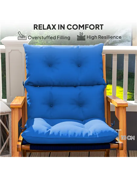 Outsunny 115 x 56cm Rocking Chair Padded Seat Cushion - Blue