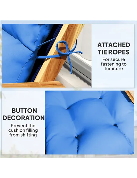 Outsunny 115 x 56cm Rocking Chair Padded Seat Cushion - Blue
