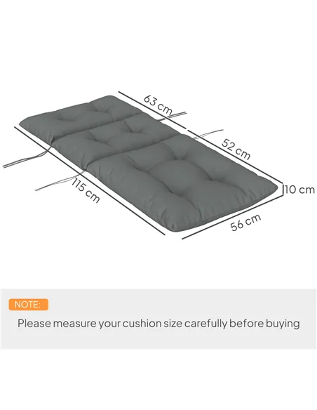Outsunny 115 x 56cm Rocking Chair Padded Seat Cushion - Light Grey