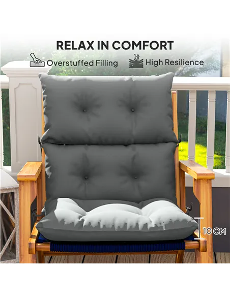 Outsunny 115 x 56cm Rocking Chair Padded Seat Cushion - Light Grey