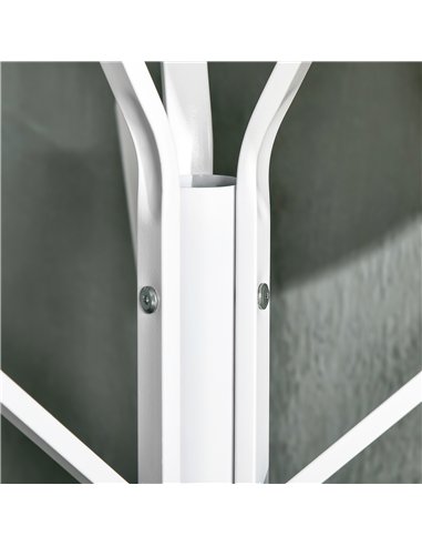 HOMCOM Freestanding Metal Coat Rack Stand 9 Hooks Clothes Tree with 1 Shelf Hat Display Hall Tree Hanger Bag Umbrella Hanging Or