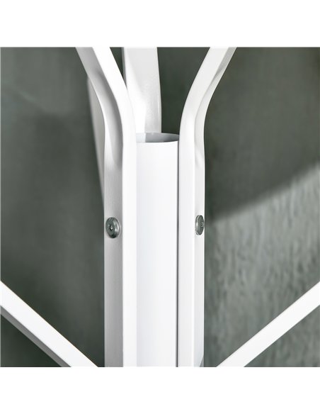 HOMCOM Freestanding Metal Coat Rack Stand 9 Hooks Clothes Tree with 1 Shelf Hat Display Hall Tree Hanger Bag Umbrella Hanging Or