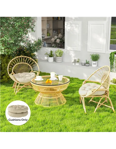 Outsunny Set of Two Φ60cm Outdoor Cushions - Beige