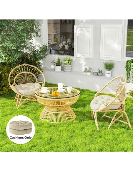 Outsunny Set of Two Φ60cm Outdoor Cushions - Beige