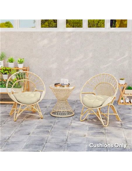 Outsunny Set of Two Φ60cm Outdoor Cushions - Beige