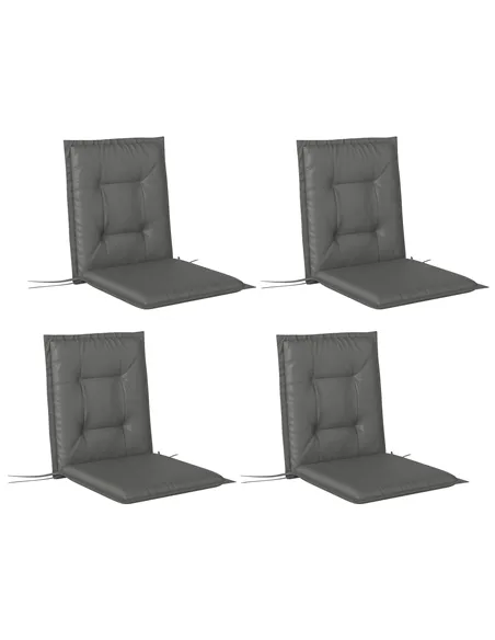 Outsunny Set of Four Padded Garden Seat Cushions - Light Grey