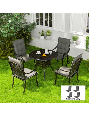 Outsunny Set of Four Padded Garden Seat Cushions - Light Grey