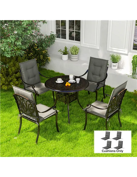 Outsunny Set of Four Padded Garden Seat Cushions - Light Grey