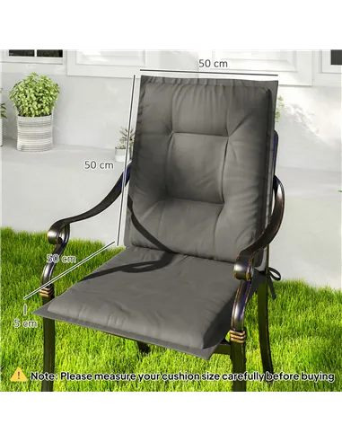 Outsunny Set of Four Padded Garden Seat Cushions - Light Grey