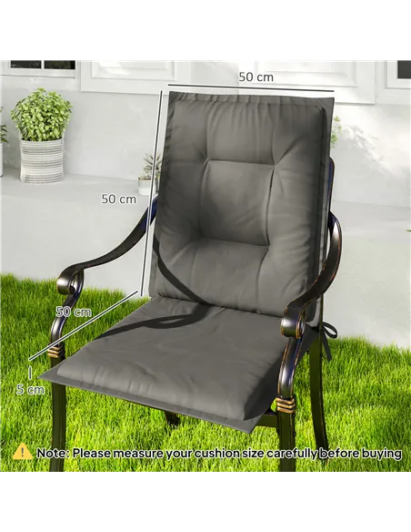 Outsunny Set of Four Padded Garden Seat Cushions - Light Grey