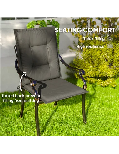 Outsunny Set of Four Padded Garden Seat Cushions - Light Grey