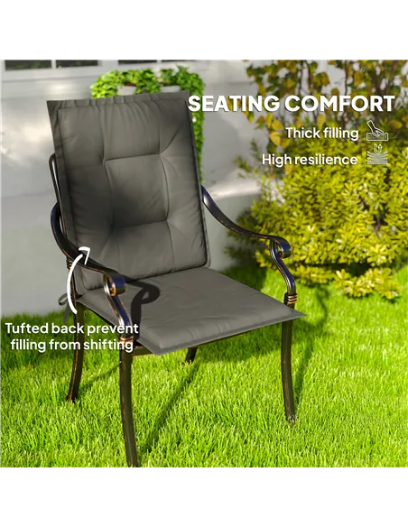 Outsunny Set of Four Padded Garden Seat Cushions - Light Grey