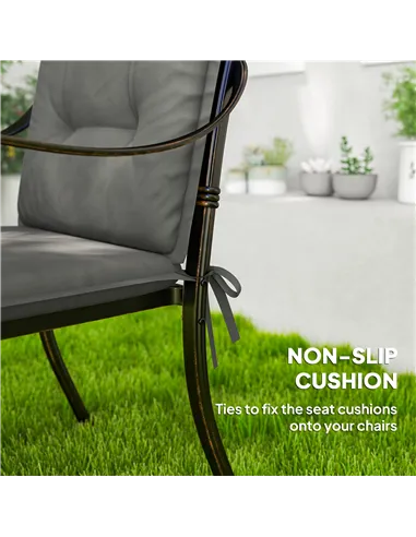 Outsunny Set of Four Padded Garden Seat Cushions - Light Grey