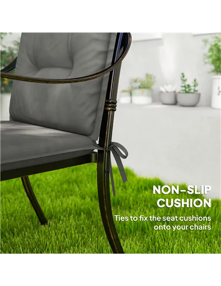 Outsunny Set of Four Padded Garden Seat Cushions - Light Grey