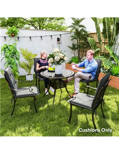 Outsunny Set of Four Padded Garden Seat Cushions - Light Grey