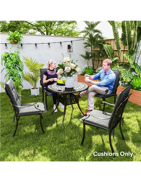 Outsunny Set of Four Padded Garden Seat Cushions - Light Grey