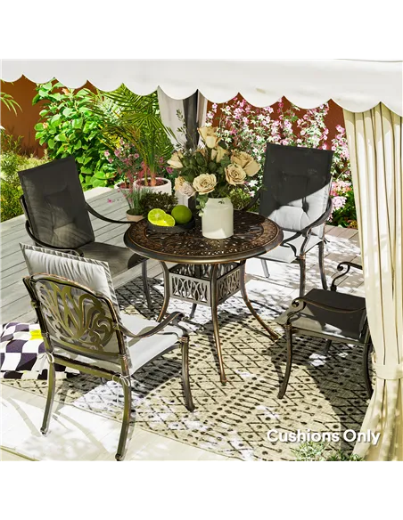 Outsunny Set of Four Padded Garden Seat Cushions - Light Grey