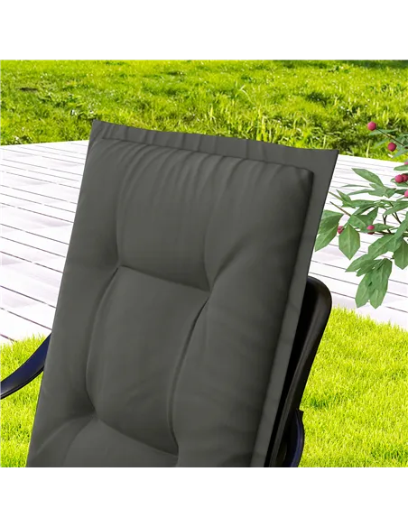 Outsunny Set of Four Padded Garden Seat Cushions - Light Grey