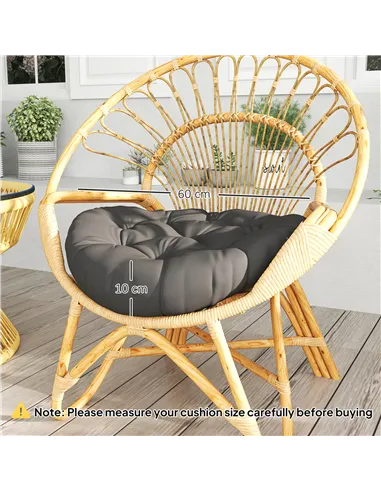 Outsunny Set of Two Φ60cm Outdoor Cushions - Dark Grey