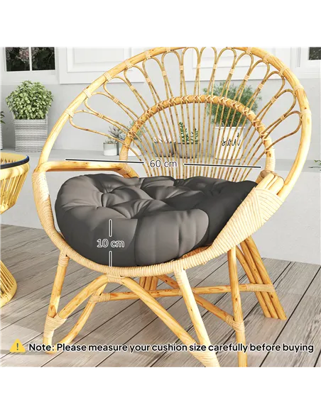 Outsunny Set of Two Φ60cm Outdoor Cushions - Dark Grey