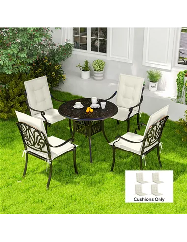 Outsunny Set of Four Padded Garden Seat Cushions - White