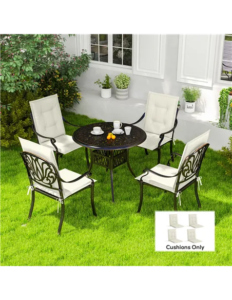 Outsunny Set of Four Padded Garden Seat Cushions - White