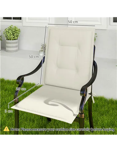 Outsunny Set of Four Padded Garden Seat Cushions - White