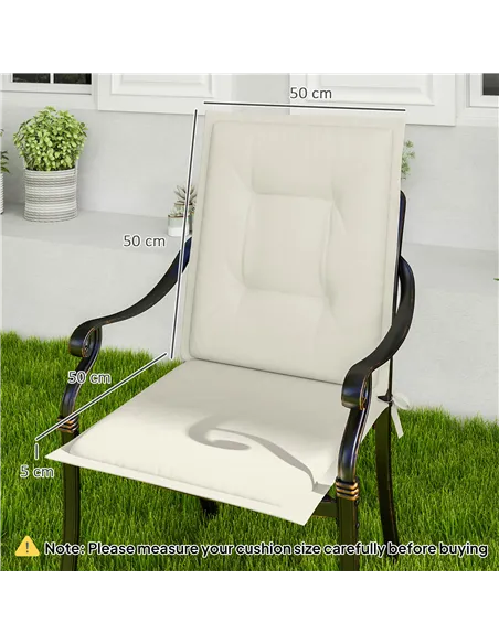 Outsunny Set of Four Padded Garden Seat Cushions - White