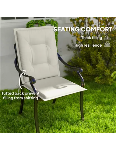 Outsunny Set of Four Padded Garden Seat Cushions - White