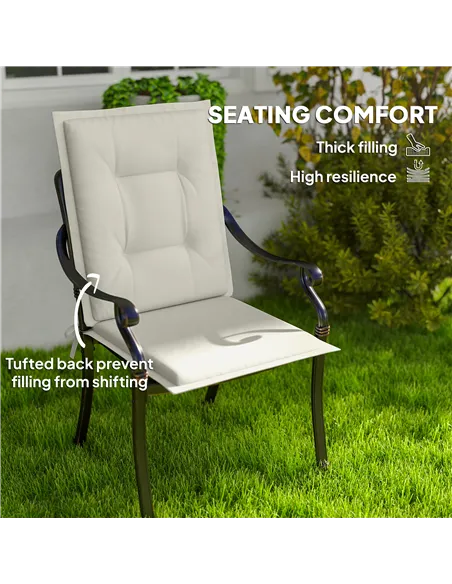 Outsunny Set of Four Padded Garden Seat Cushions - White