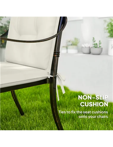 Outsunny Set of Four Padded Garden Seat Cushions - White