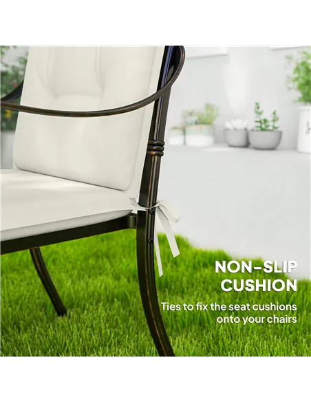 Outsunny Set of Four Padded Garden Seat Cushions - White