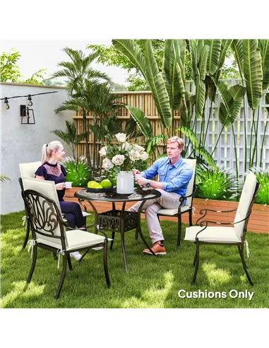 Outsunny Set of Four Padded Garden Seat Cushions - White