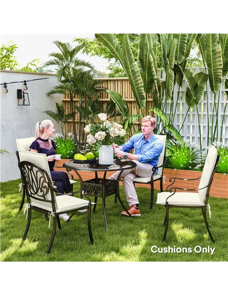 Outsunny Set of Four Padded Garden Seat Cushions - White