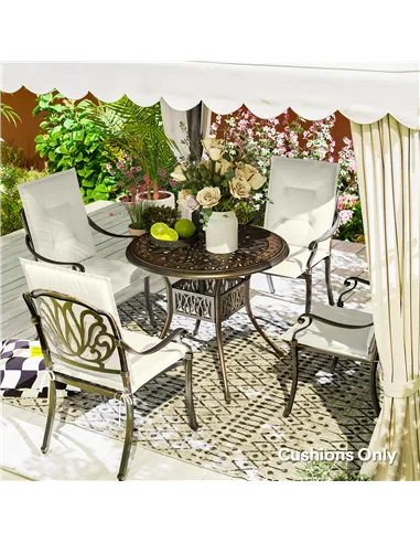 Outsunny Set of Four Padded Garden Seat Cushions - White