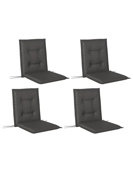 Outsunny Set of Four Padded Garden Seat Cushions - Charcoal Grey