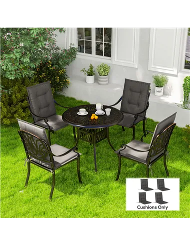 Outsunny Set of Four Padded Garden Seat Cushions - Charcoal Grey