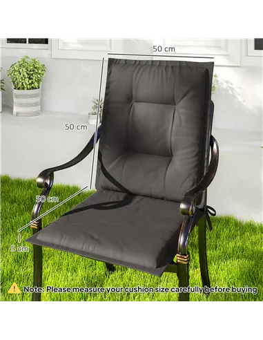 Outsunny Set of Four Padded Garden Seat Cushions - Charcoal Grey