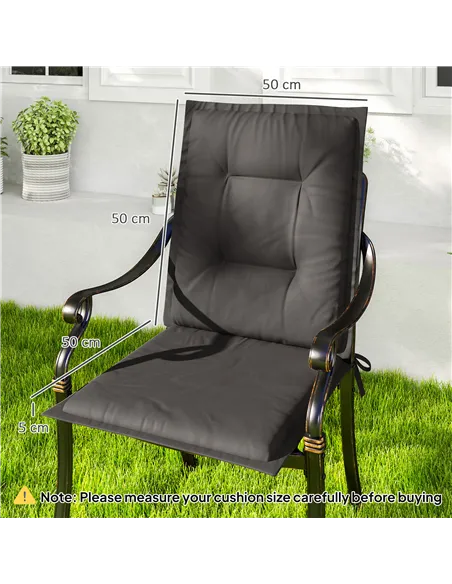 Outsunny Set of Four Padded Garden Seat Cushions - Charcoal Grey