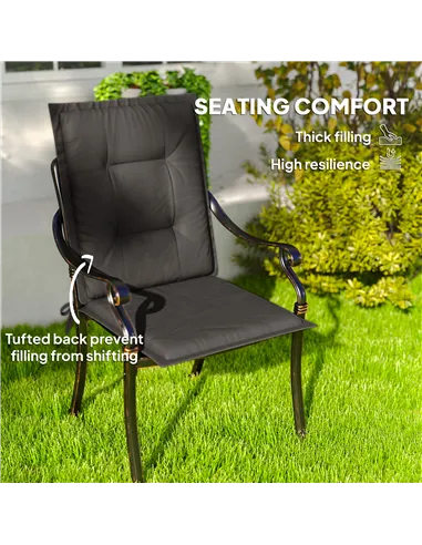 Outsunny Set of Four Padded Garden Seat Cushions - Charcoal Grey