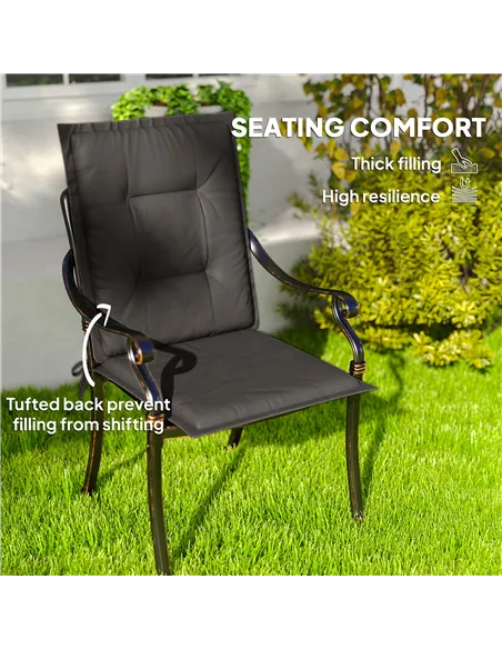 Outsunny Set of Four Padded Garden Seat Cushions - Charcoal Grey
