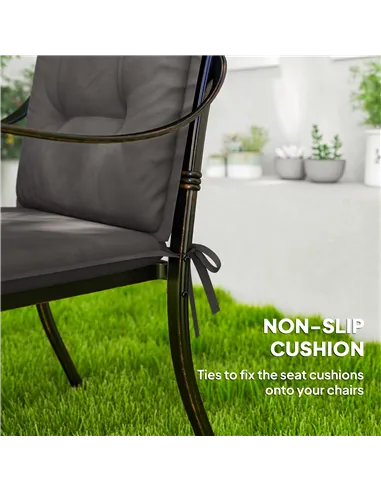 Outsunny Set of Four Padded Garden Seat Cushions - Charcoal Grey