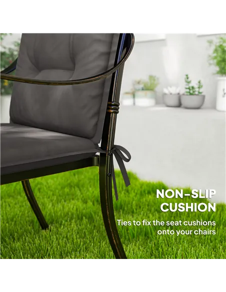 Outsunny Set of Four Padded Garden Seat Cushions - Charcoal Grey