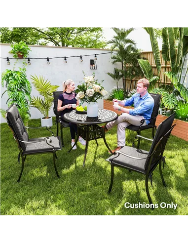 Outsunny Set of Four Padded Garden Seat Cushions - Charcoal Grey