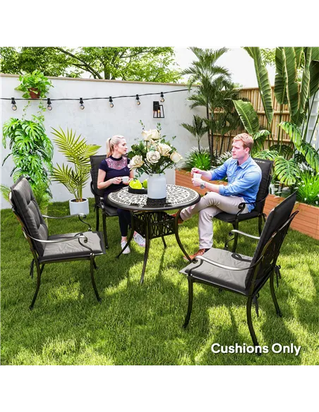 Outsunny Set of Four Padded Garden Seat Cushions - Charcoal Grey