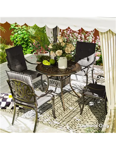 Outsunny Set of Four Padded Garden Seat Cushions - Charcoal Grey