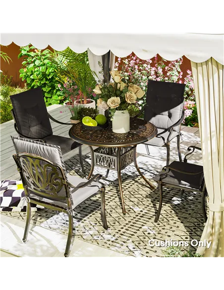 Outsunny Set of Four Padded Garden Seat Cushions - Charcoal Grey