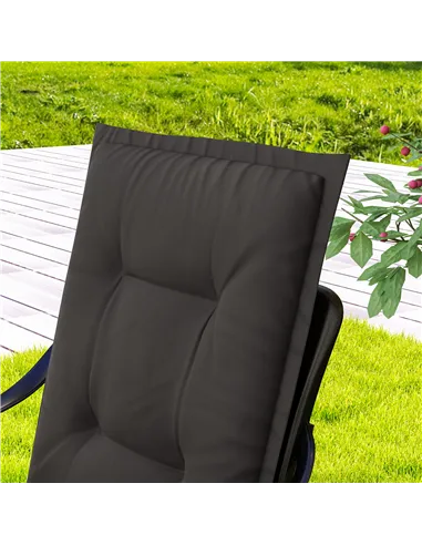 Outsunny Set of Four Padded Garden Seat Cushions - Charcoal Grey