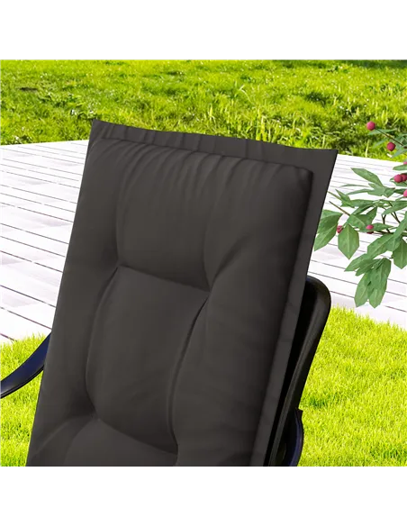 Outsunny Set of Four Padded Garden Seat Cushions - Charcoal Grey